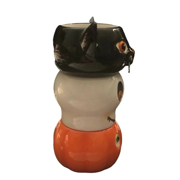 HALLMARK Stackable Halloween Set Votive Candle Holder Skeleton Black Cat Pumpkin - Picture 3 of 9